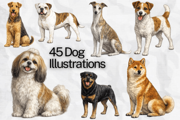 45 Dog Illustrations | Perfect PNG Graphics for Creative Projects