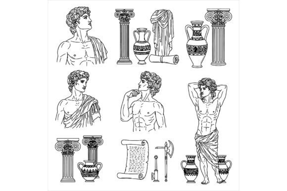 Ancient Greek Illustrations of Men: Timeless Vectors for Modern Projects