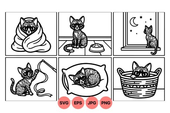 Charming Cat Line Art for Cozy Design Projects