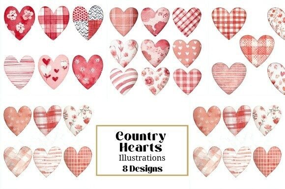 Country Hearts Illustrations: Your Go-To for Rustic Digital Paper