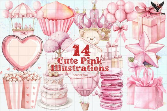 Cute Pink Illustrations PNG: A Versatile Design Asset