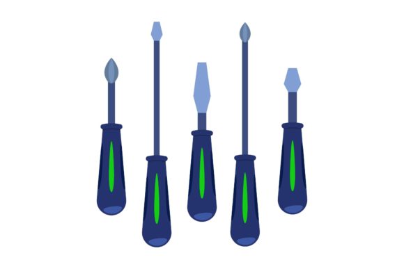 Garage Screwdriver Illustrations Set: Practical Design Assets