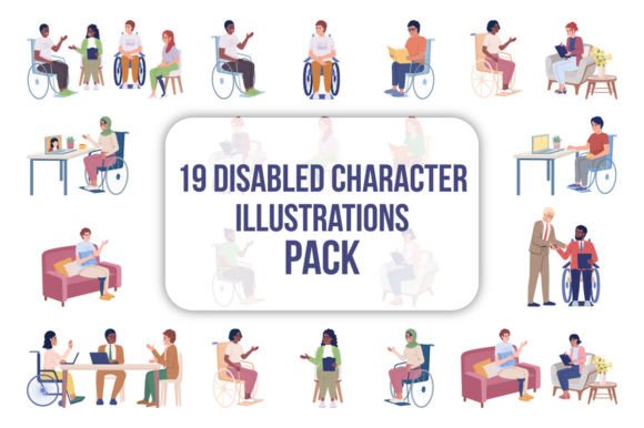 Inclusive Visuals with Disabled People Illustrations Set
