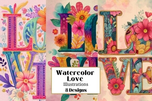 Infuse Your Crafts with Vibrant Heart: 8 Colorful LOVE Illustrations