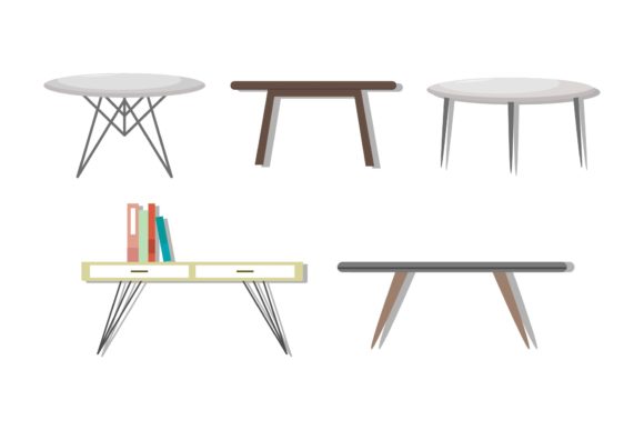 Living Room Table Illustrations Set: A Designer's Toolkit