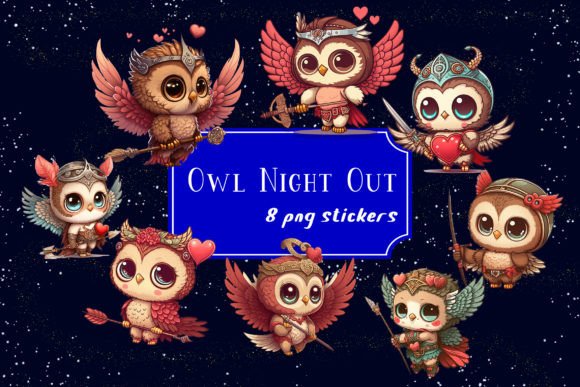 Owl Night out Illustrations Cute Owl: A Design Asset for Every Creator