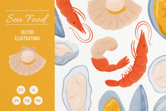 Seafood Hand Drawn Vector Illustrations for Menus & More