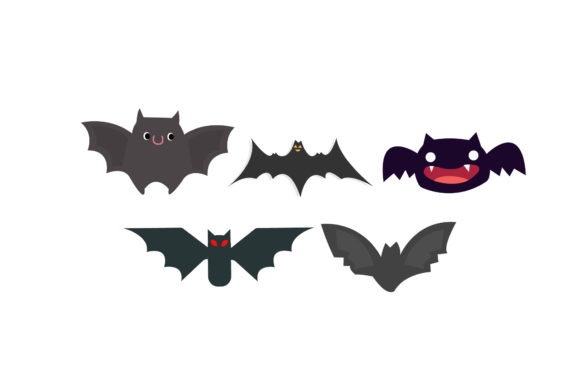 Unleash the Night: Halloween Bat Black Illustrations Set