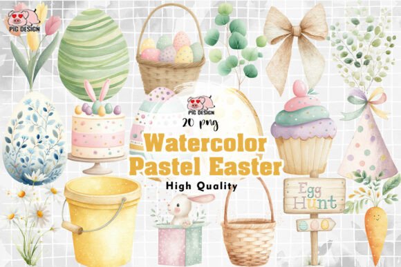 Watercolor Pastel Easter Illustrations: A Versatile Design Asset